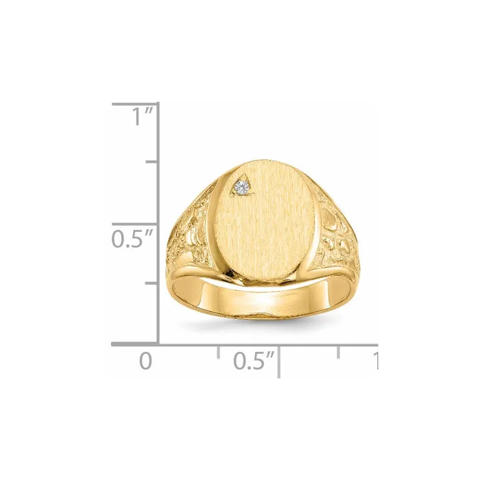 14K Yellow Gold 150x110mm Open Back AA Real Diamond Mens Signet Ring Goldiacom Rings