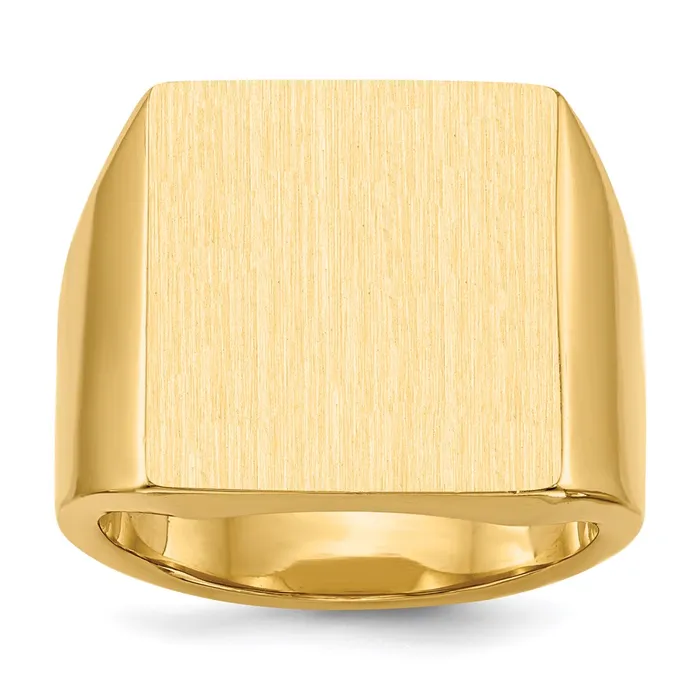 14K Yellow Gold 175x165mm Closed Back Mens Signet Ring Goldia Rings