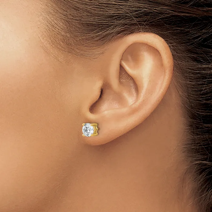 14k Yellow Gold 2 ctw Lab Grown Diamond VSSI G Round 4 Prong Heavy Wt Stud Earrings Goldia Earrings