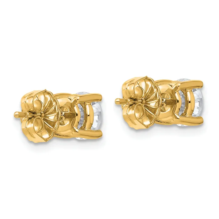 14k Yellow Gold 2 ctw Lab Grown Diamond VSSI G Round 4 Prong Heavy Wt Stud Earrings Goldia Earrings
