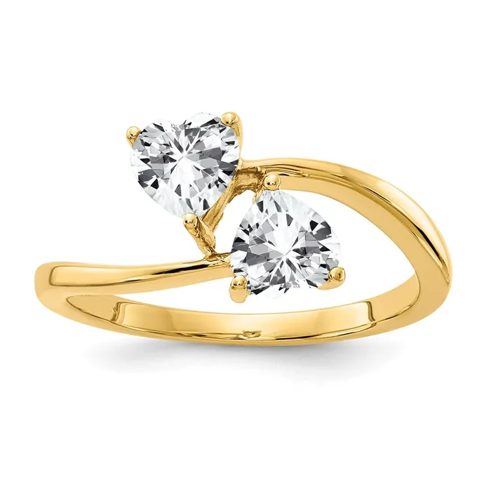 14K Yellow Gold 5mm Heart Cubic Zirconia ring Goldia Rings