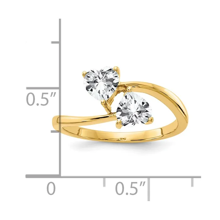 14K Yellow Gold 5mm Heart Cubic Zirconia ring Goldia Rings