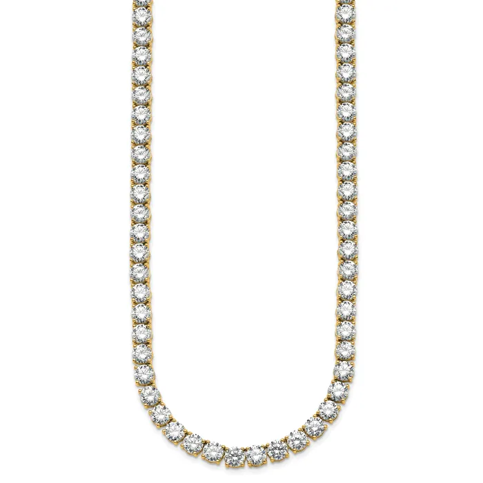 14k Yellow Gold 62 14 Ct Lab Grown Diamond VSSI G Round 20 inch Straight Tennis Necklace Goldia Necklaces