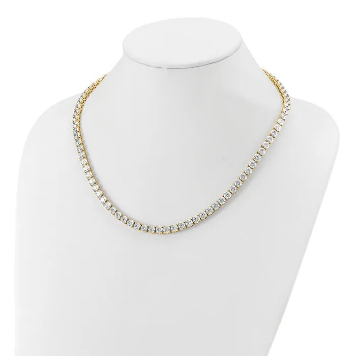 14k Yellow Gold 62 14 Ct Lab Grown Diamond VSSI G Round 20 inch Straight Tennis Necklace Goldia Necklaces