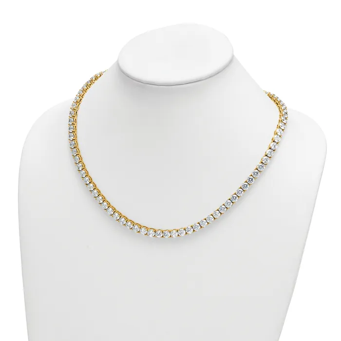 14k Yellow Gold 62 14 Ct Lab Grown Diamond VSSI G Round 20 inch Straight Tennis Necklace Goldia Necklaces