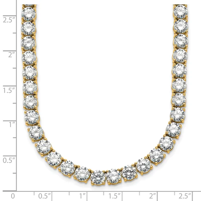 14k Yellow Gold 62 14 Ct Lab Grown Diamond VSSI G Round 20 inch Straight Tennis Necklace Goldia Necklaces