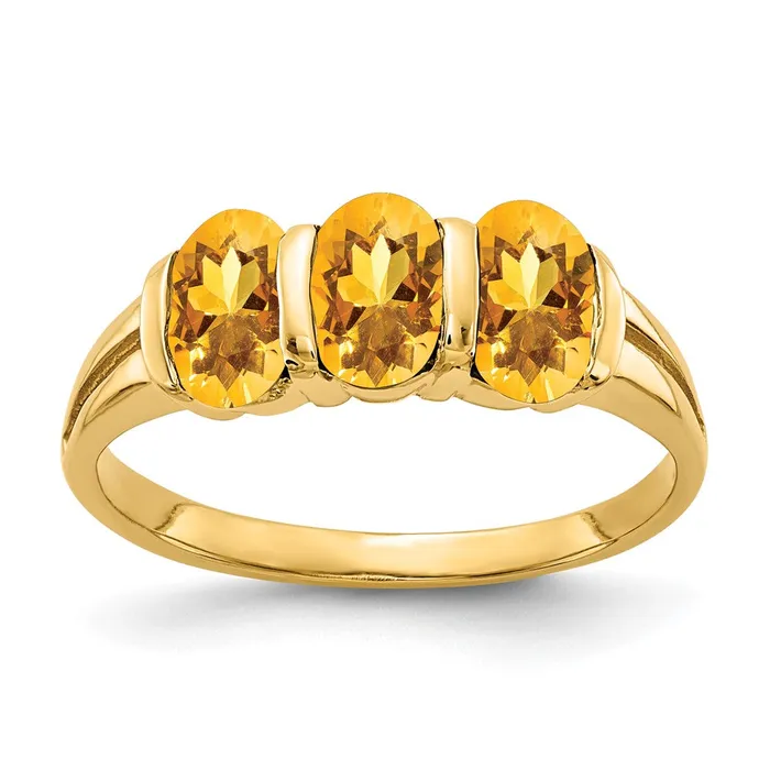 14K Yellow Gold 6x4mm Oval Citrine ring Goldia Rings