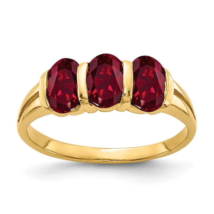 14K Yellow Gold 6x4mm Oval Created Ruby ring Goldia Rings