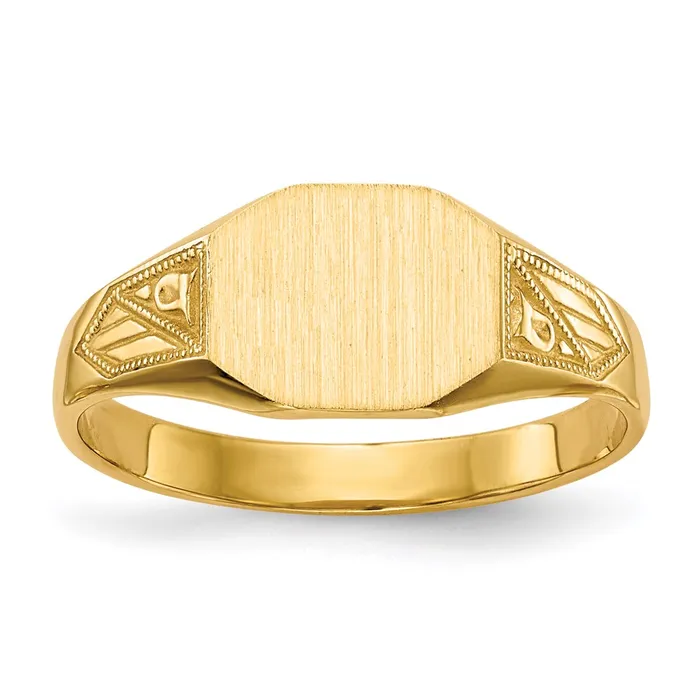 14K Yellow Gold 70x85mm Closed Back Signet Ring Goldia Rings