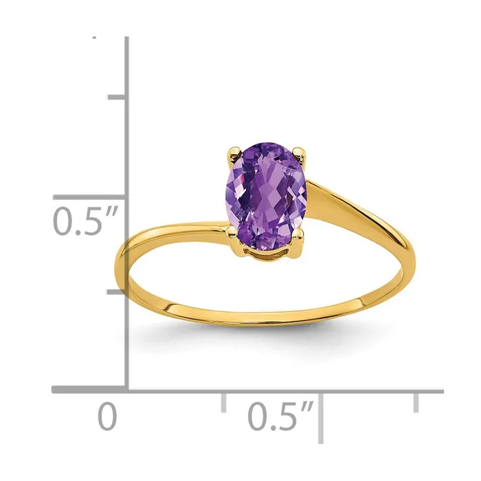 14K Yellow Gold 7x5mm Oval Amethyst ring Goldia Rings