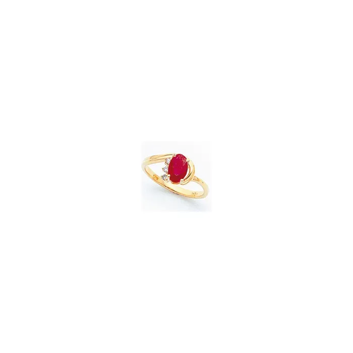 14k Yellow Gold 7x5mm Oval Ruby AAA Diamond ring Goldia Rings