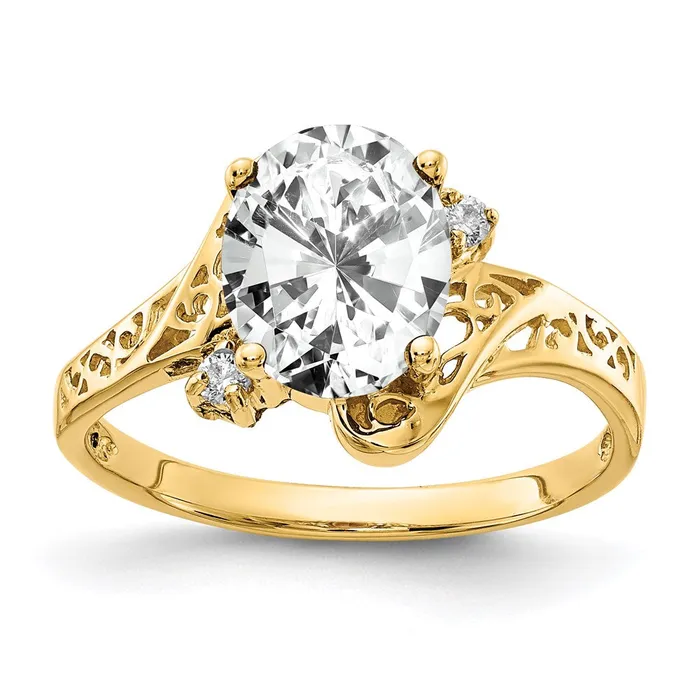 14K Yellow Gold 9x7mm Oval Cubic Zirconia A Real Diamond ring Goldia Rings 14K Yellow Gold 9x7mm Oval Cubic Zirconia A Real Diamond ring Goldia Rings