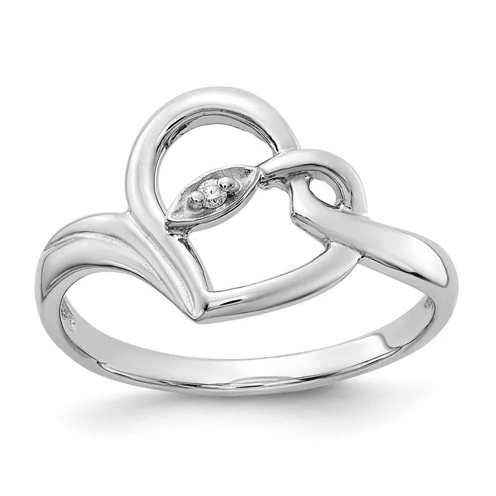 14K Yellow Gold AA Real Diamond heart ring Goldiacom Rings