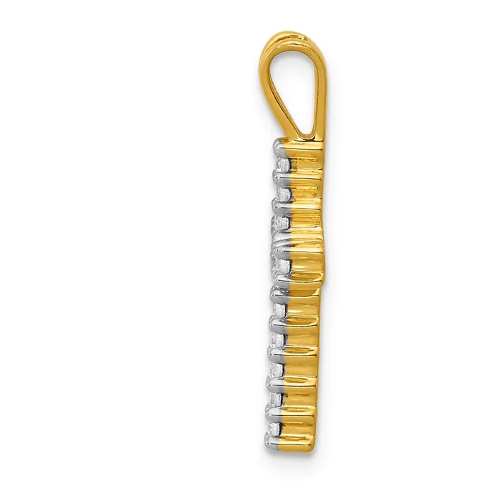 14k Yellow Gold and Rhodium Real Diamond Latin Cross Pendant Goldia Necklaces