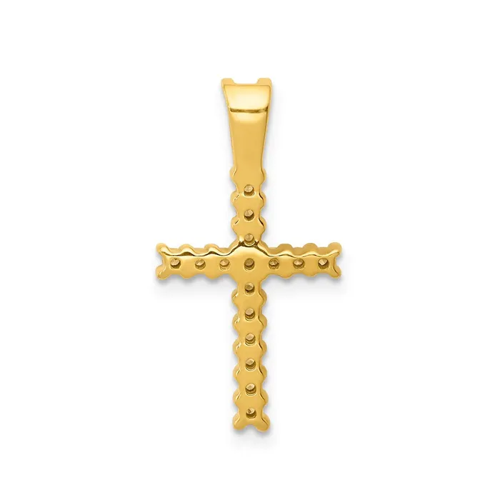 14k Yellow Gold and Rhodium Real Diamond Latin Cross Pendant Goldia Necklaces