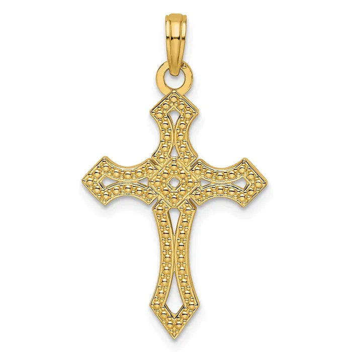 14k Yellow Gold Beaded u0026 Polished Fancy Cross Pendant Goldia Necklaces