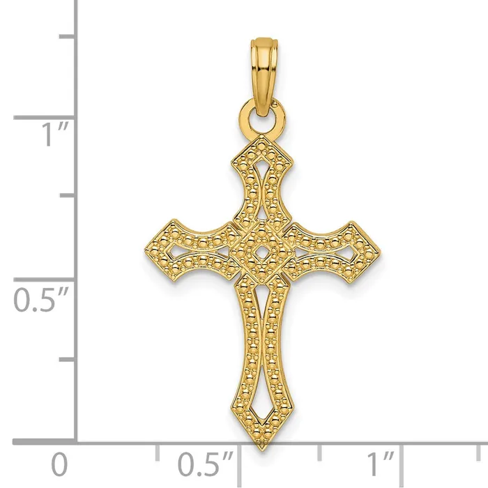 14k Yellow Gold Beaded u0026 Polished Fancy Cross Pendant Goldia Necklaces