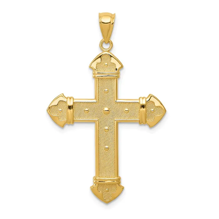 14k Yellow Gold Budded Cross Pendant Goldia Necklaces