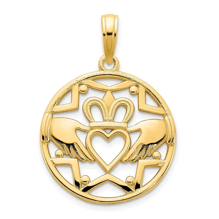 14k Yellow Gold Claddagh Circle Pendant Goldia PreStyled Sets