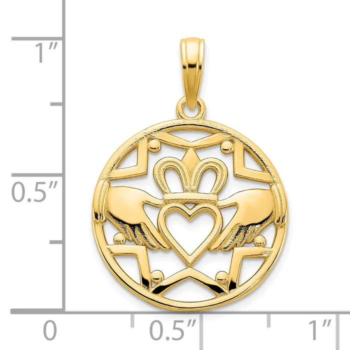 14k Yellow Gold Claddagh Circle Pendant Goldia PreStyled Sets