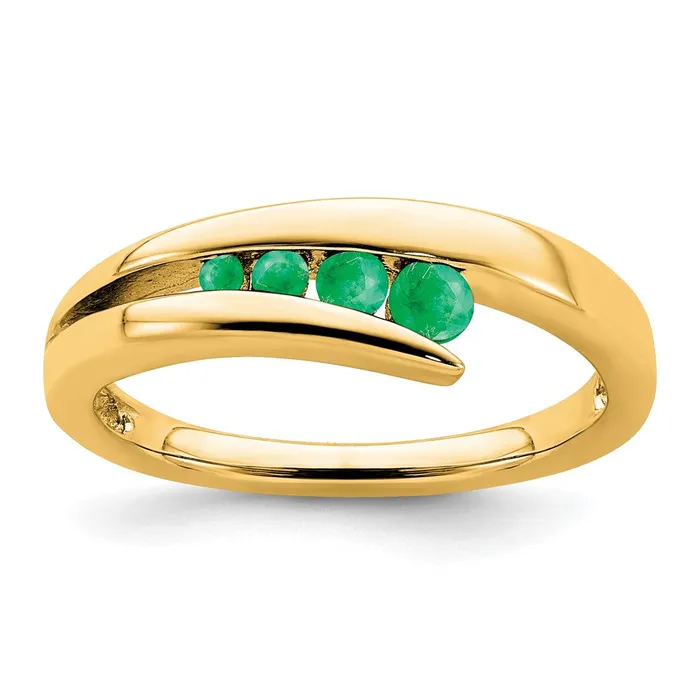 14K Yellow Gold Emerald 4stone Ring Goldia Rings