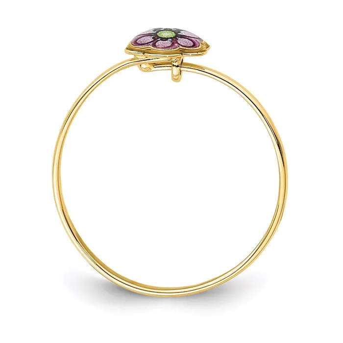 14K Yellow Gold Enamel Flower Childrens Ring Goldia Rings