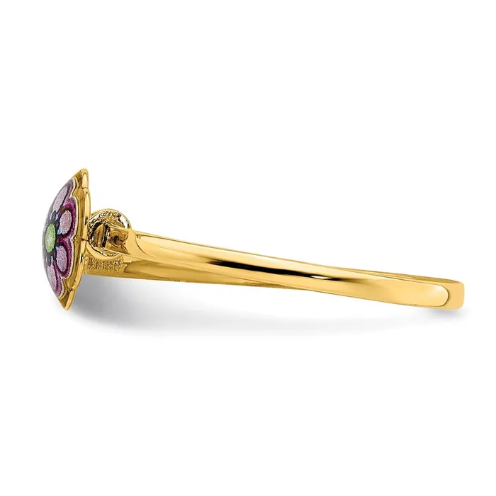 14K Yellow Gold Enamel Flower Childrens Ring Goldia Rings