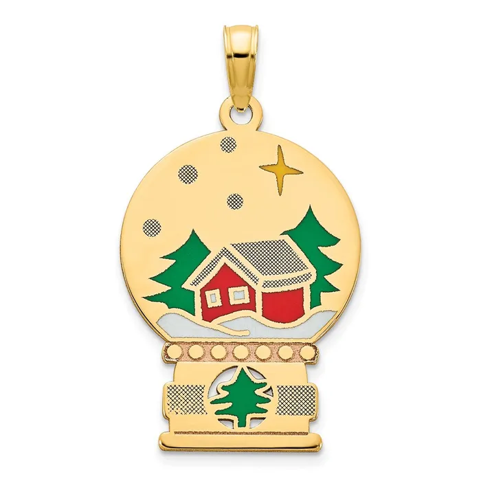 14k Yellow Gold Epoxy Holiday Snowglobe Pendant Goldia PreStyled Sets