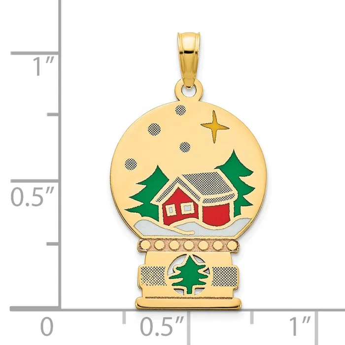14k Yellow Gold Epoxy Holiday Snowglobe Pendant Goldia PreStyled Sets