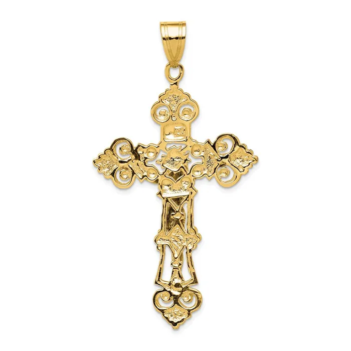 14k Yellow Gold INRI Fleur De Lis Crucifix Pendant Goldia PreStyled Sets