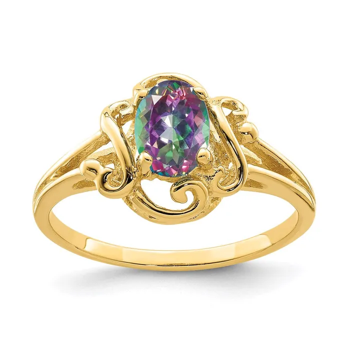 14K Yellow Gold Mystic Fire Ring Goldia Rings