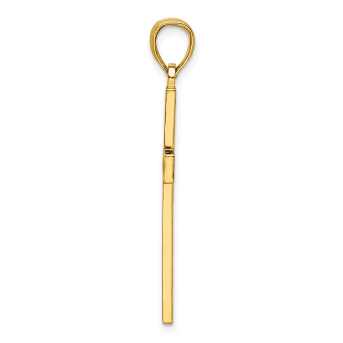 14k Yellow Gold Polished Beaded Cross Pendant Goldia Necklaces