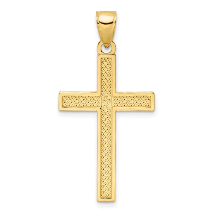 14k Yellow Gold Polished Beaded Cross Pendant Goldia Necklaces