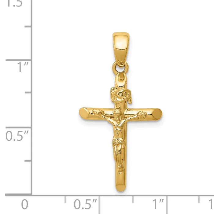 14k Yellow Gold Polished Crucifix Cross Pendant Goldia Necklaces