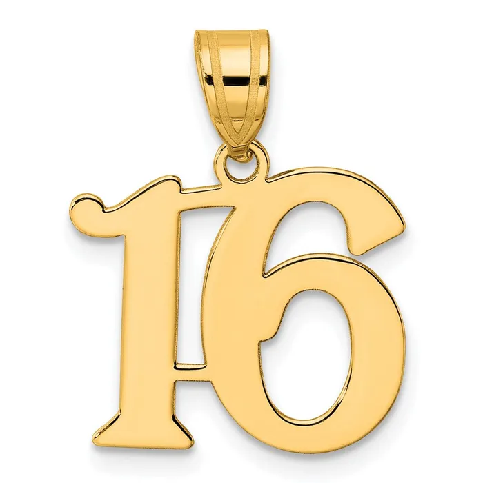14k Yellow Gold Polished Number 16 Pendant Goldia PreStyled Sets