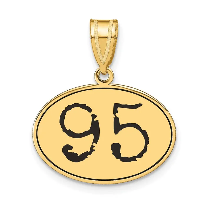 14k Yellow Gold Polished Number 95 Black Enamel Oval Pendant Goldia Necklaces 14k Yellow Gold Polished Number 95 Black Enamel Oval Pendant Goldia Necklaces