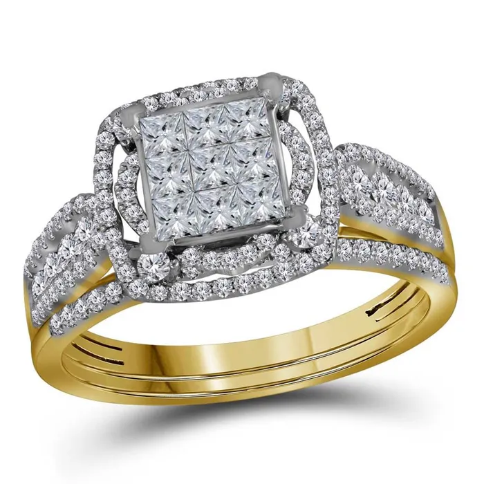 14k Yellow Gold Princess Diamond Bridal Wedding Ring Set 1 Cttw gndatlanta Rings 14k Yellow Gold Princess Diamond Bridal Wedding Ring Set 1 Cttw gndatlanta Rings
