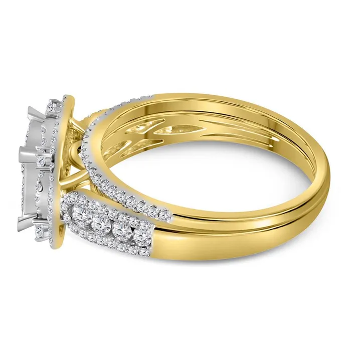 14k Yellow Gold Princess Diamond Bridal Wedding Ring Set 1 Cttw gndatlanta Rings