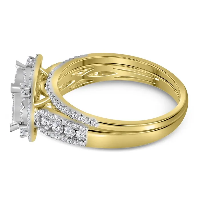 14k Yellow Gold Princess Diamond Bridal Wedding Ring Set 1 Cttw gndatlanta Rings