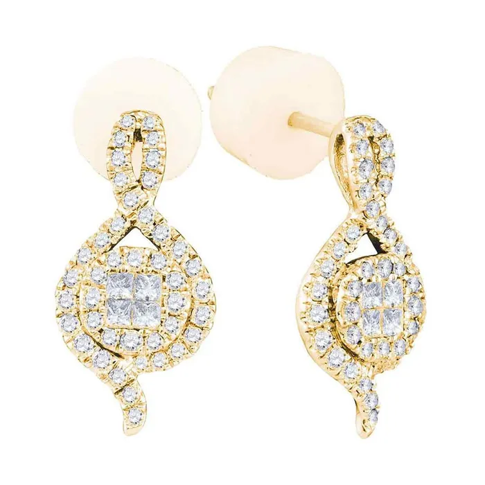 14k Yellow Gold Princess Round Diamond Spade Cluster Earrings 12 Cttw gndatlanta Earrings 14k Yellow Gold Princess Round Diamond Spade Cluster Earrings 12 Cttw gndatlanta Earrings