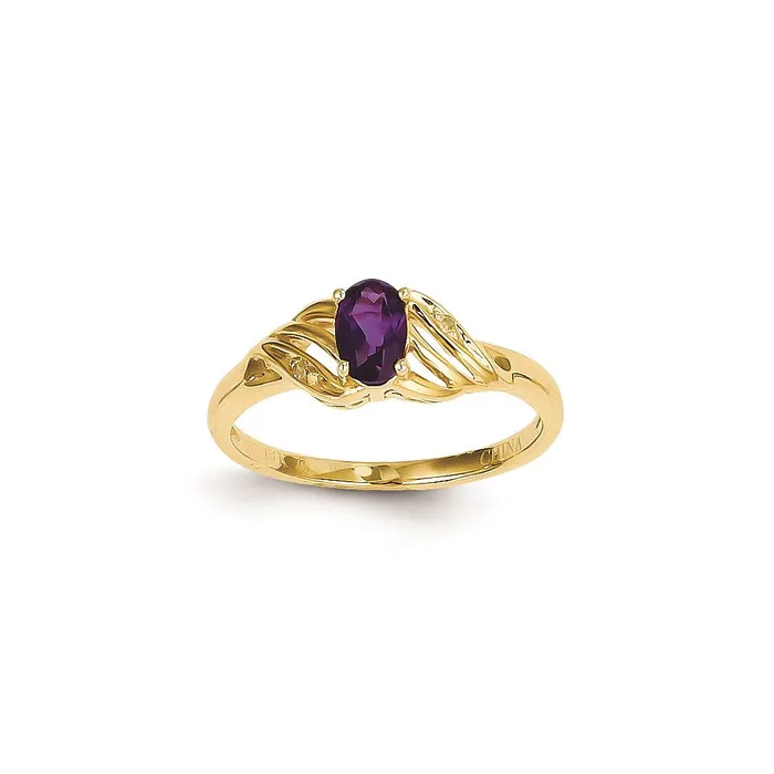 14k Yellow Gold Purple Amethyst Diamond Ring Goldia Rings
