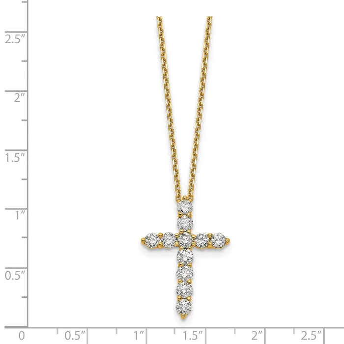 14K Yellow Gold Real Diamond Cross 18 inch Necklace Goldia Necklaces