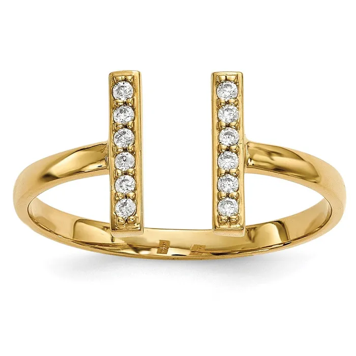 14K Yellow Gold Real Diamond Double Bar Ring Goldiacom Rings