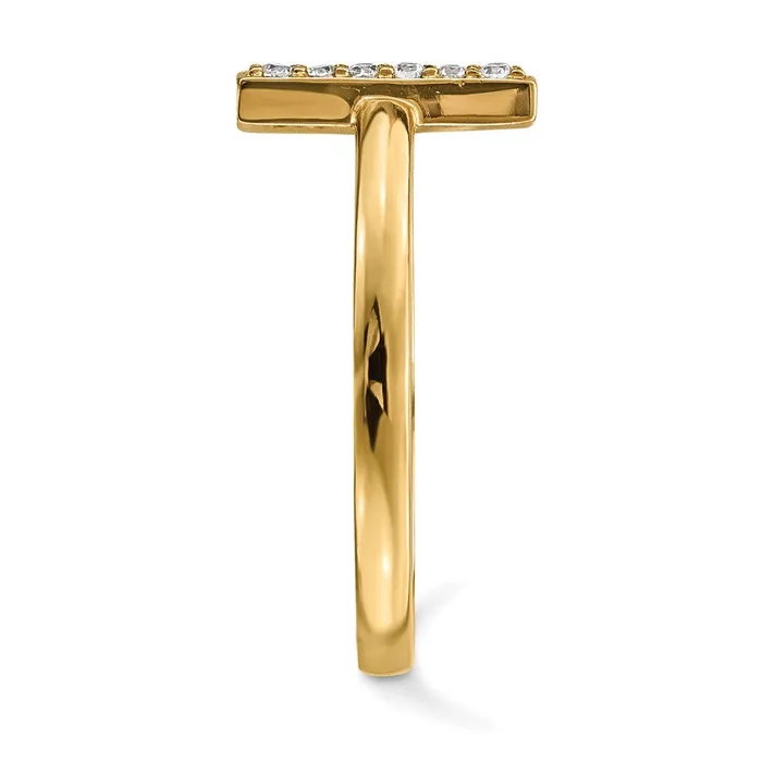 14K Yellow Gold Real Diamond Double Bar Ring Goldiacom Rings