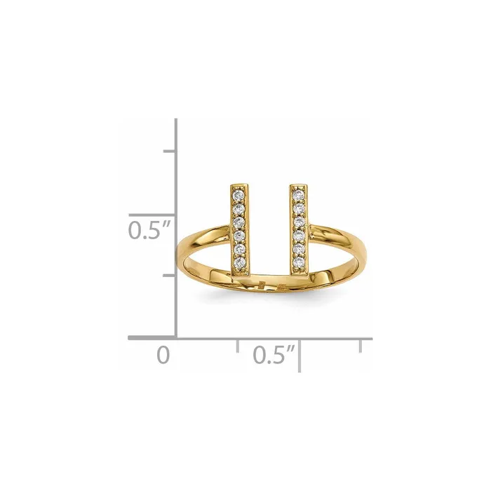 14K Yellow Gold Real Diamond Double Bar Ring Goldiacom Rings