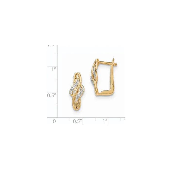 14k Yellow Gold Real Diamond Hinged Hoop Earring Goldia Earrings