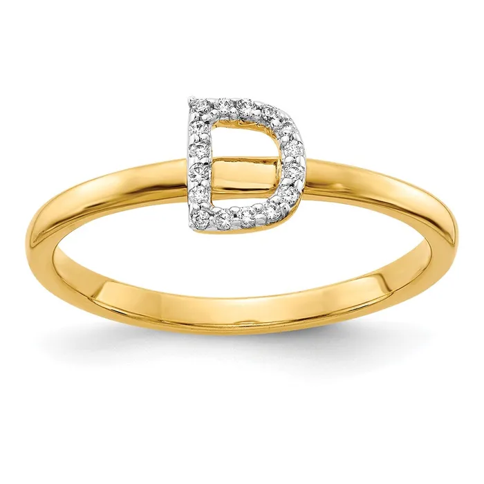 14k Yellow Gold Real Diamond Initial D Ring Goldiacom Rings