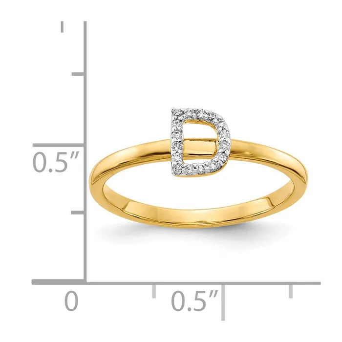 14k Yellow Gold Real Diamond Initial D Ring Goldiacom Rings