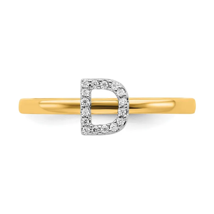 14k Yellow Gold Real Diamond Initial D Ring Goldiacom Rings