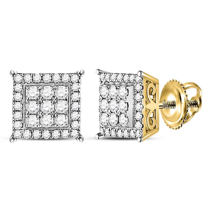 14k Yellow Gold Round Diamond Square Earrings 12 Cttw gndatlanta Earrings 14k Yellow Gold Round Diamond Square Earrings 12 Cttw gndatlanta Earrings